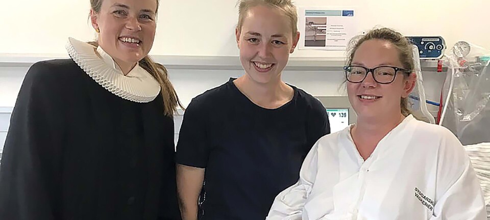 Line og Pernille blev gift midt under en fødsel