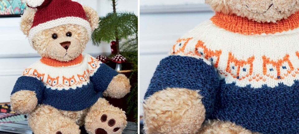 Strik selv: Nissehue og sweater med ræve til Build-a-Bear