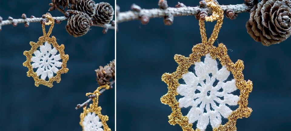 Hækl selv: Snefnug med guld