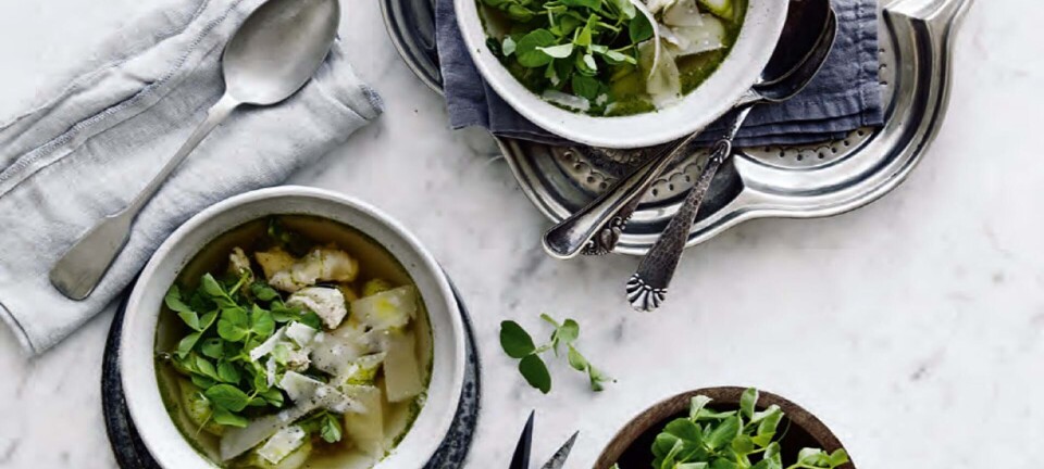 Forårssuppe med asparges og kylling