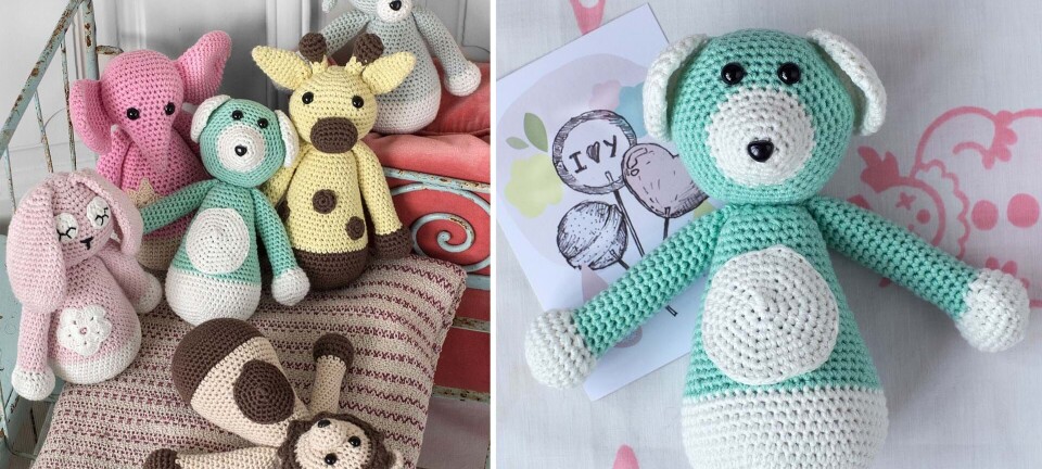 6 sjove hæklede keglebamser til baby