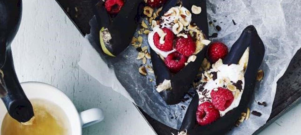 Grillet bananasplit med chokolade