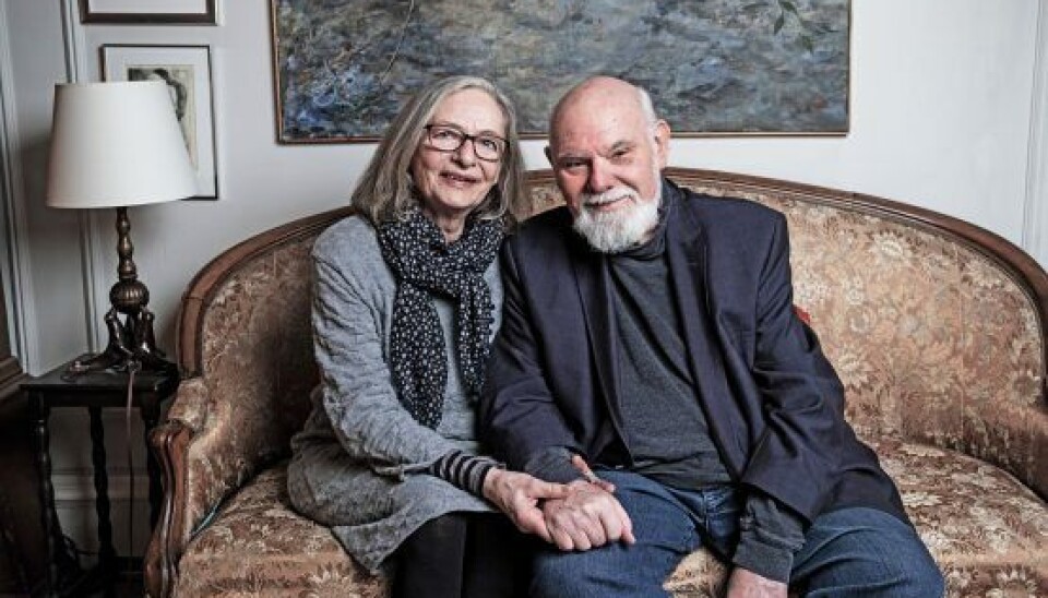 Fuzzy med hustruen, tegneren, Ulla Dietl, som han har tre voksne børn, Christian, Thomas og Malene, med. De skal fejre hans 80-års dag med børn og børnebørn. (Foto: Klaus Bo Christensen)