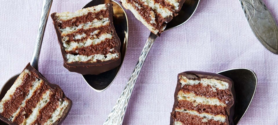 Stribede chokolademoussekager