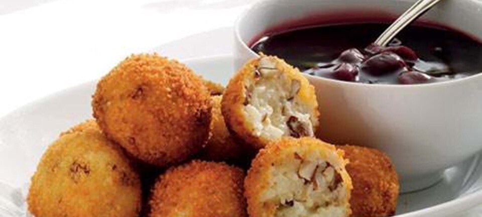 Risfrikadeller med kirsebærsovs