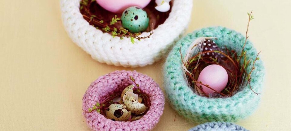Hækl selv: Hæklet små fuglerede til påske