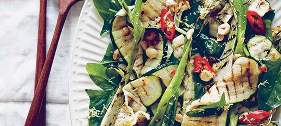 Salat af grillede squash & forårsløg