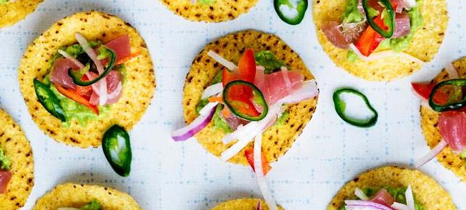 Tostadas med tequilatunceviche og guacamole