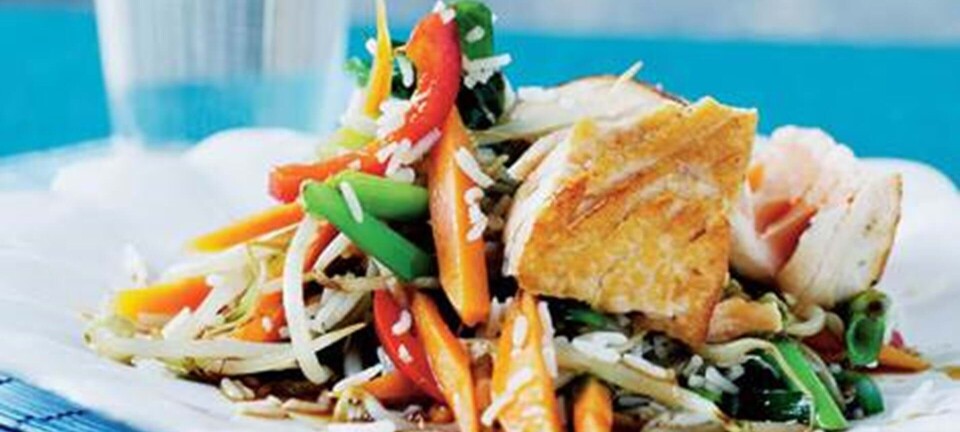 Laks i grønt selskab med smag af østen