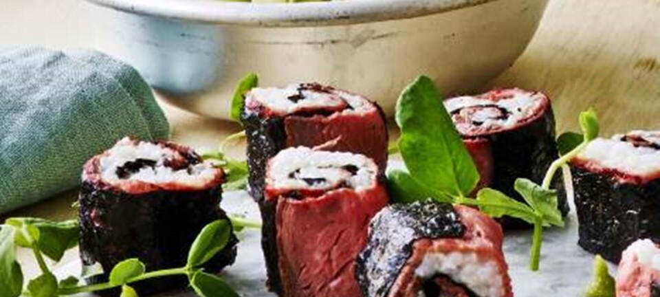Sushi med roastbeef og avocadosalat
