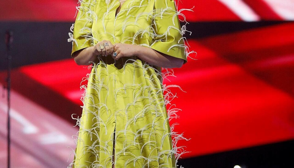 Værten Sofie Linde ved 'X Factor'-finalen (Foto: Niels Henrik Dam)