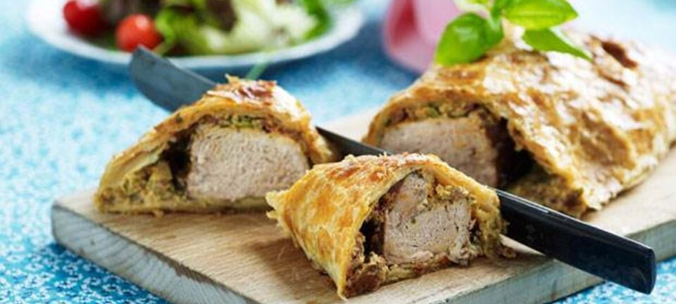 Indbagt mørbrad med tomatpesto