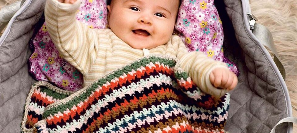 Hækleopskrift: Farverigt barnevognstæppe