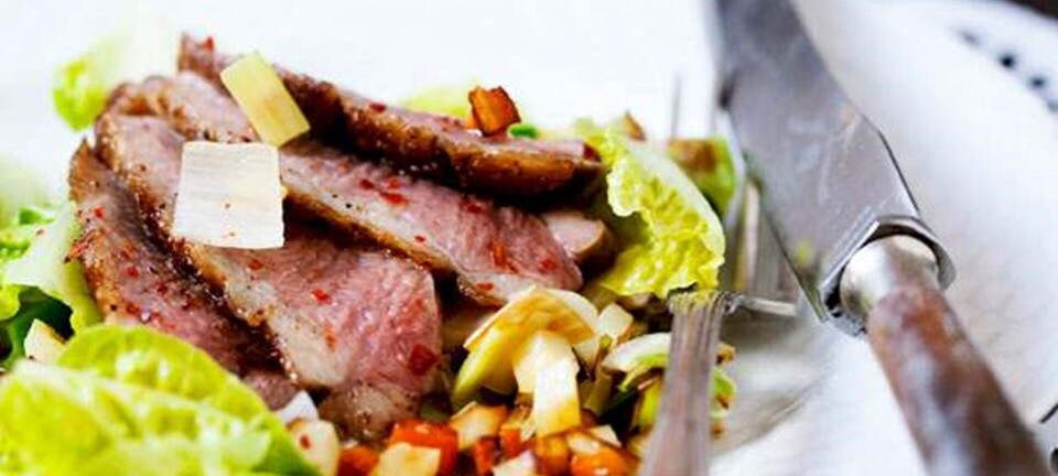 Marineret andebryst med varme krydderier og rodfrugter