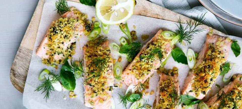 Laks med sprød topping og krydderurter