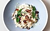 Skøn risotto med kantareller, ramsløg og bacon
