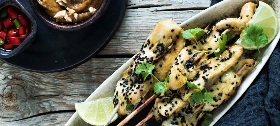 Kyllingesatay med peanutbuttersauce