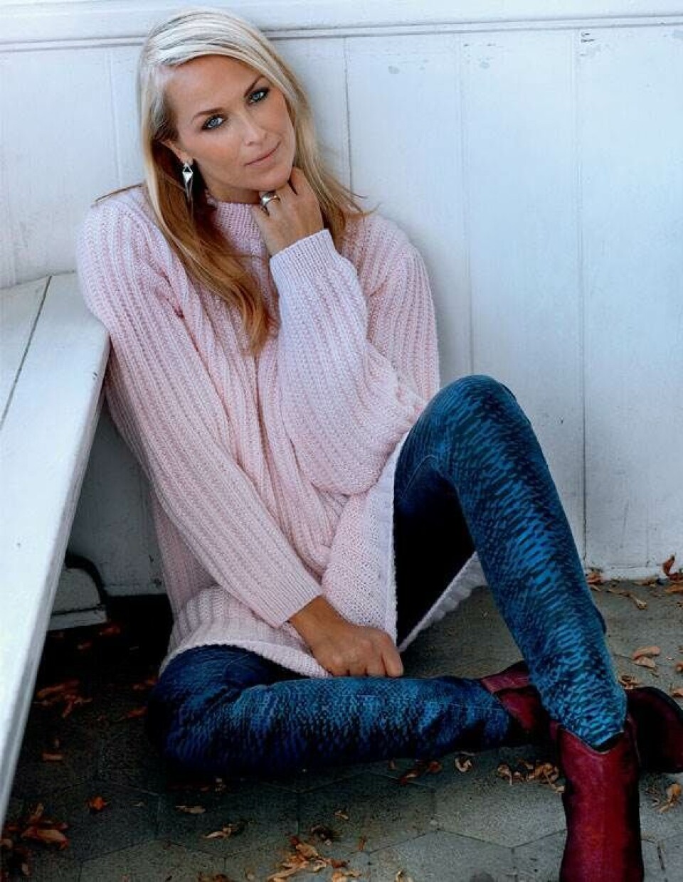 Strikkeopskrift: Lyserød patentstrikket sweater