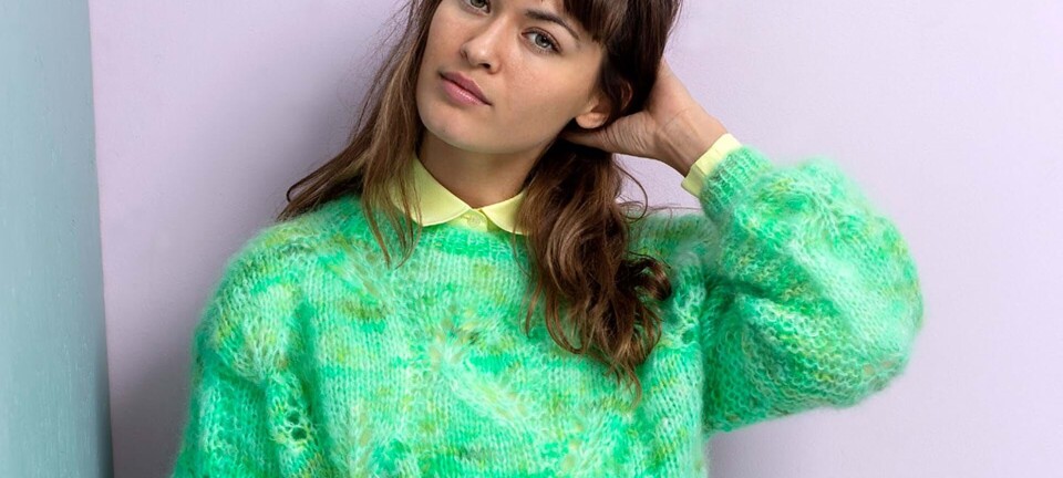 Strik selv: Syrlig grĂžn bluse med bladmĂžnster