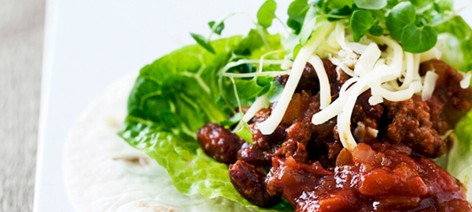 Wraps med chili, salat og ost