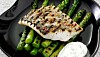 Sandart med peper, asparges og estragondressing