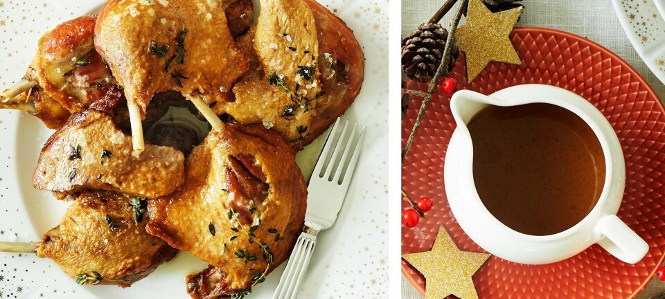 Confit af andelår (fra dåse) med brun sovs