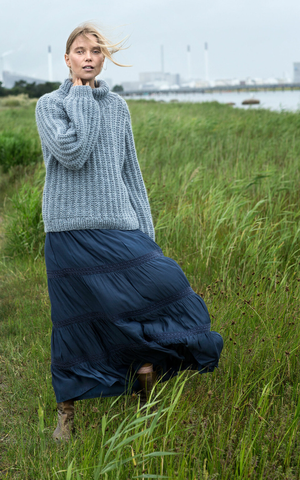 Raglansweater i falsk patent
