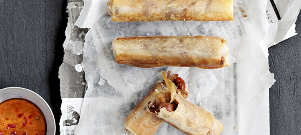 Sprøde thai-forårsruller med spicy grønt fyld