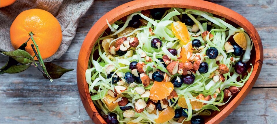 Sprød kålsalat med blåbær og appelsin