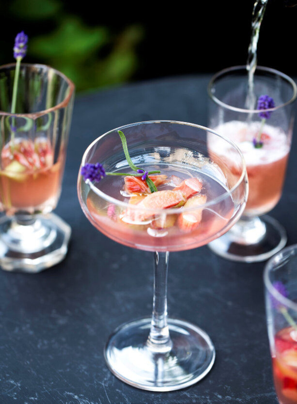 Rabarbervodka med crémant og lavendel