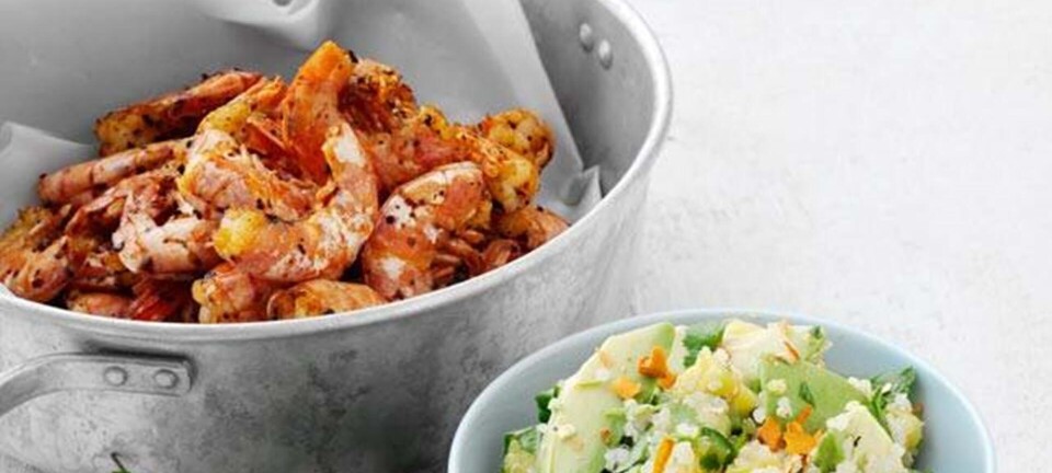 Røgede rejer & salat med quinoa