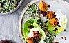 Falafel af søde kartofler med blomkålstabbouleh og hvidløgsyoghurt