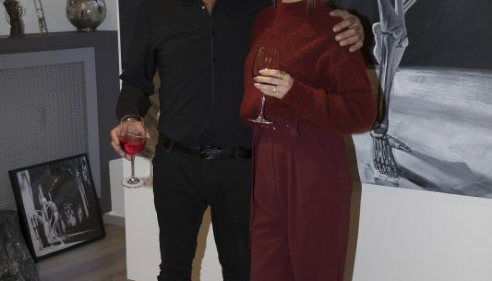Marco Evaristti ogChristiane Schaumburg-Müller til Marco Evaristtis fernisering i marts i år. Selvom Christiane og Liam mødte op sammen, var det ikke muligt at få et billede af de to sammen (Foto: Lars E. Andreasen)