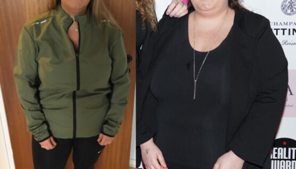 Før- og efterbillede af Louise fra 'Landmand søger kærlighed', der har tabt 28 kilo. (Foto: privat/Janus Nielsen)