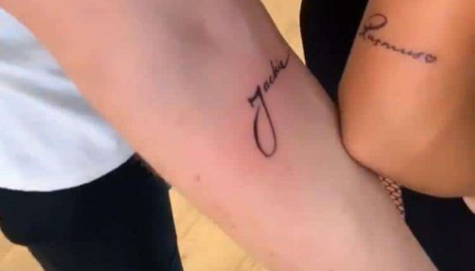 Rasmus og Jackies nye matchende kærestetatoveringer (Foto: Instagram / Privat)