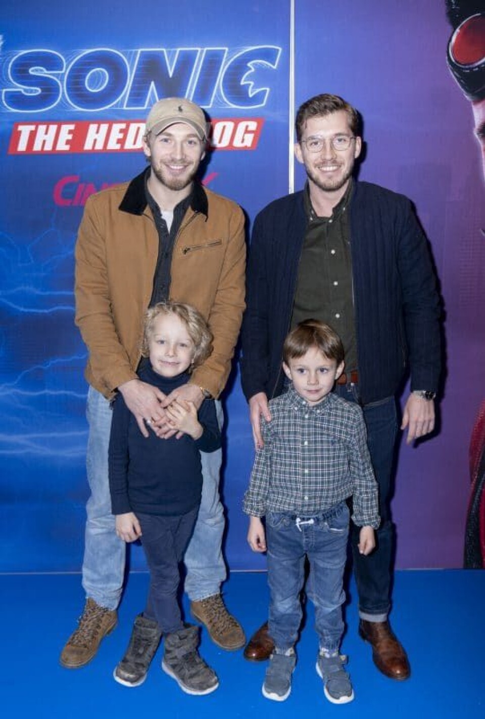 Premiere på 'Sonic the Hedgehog' i CinemaxX: Andreas Jessen med sønnen Tristan og Sebastian Jessen med sønnen Hector (Foto: Anthon Unger)