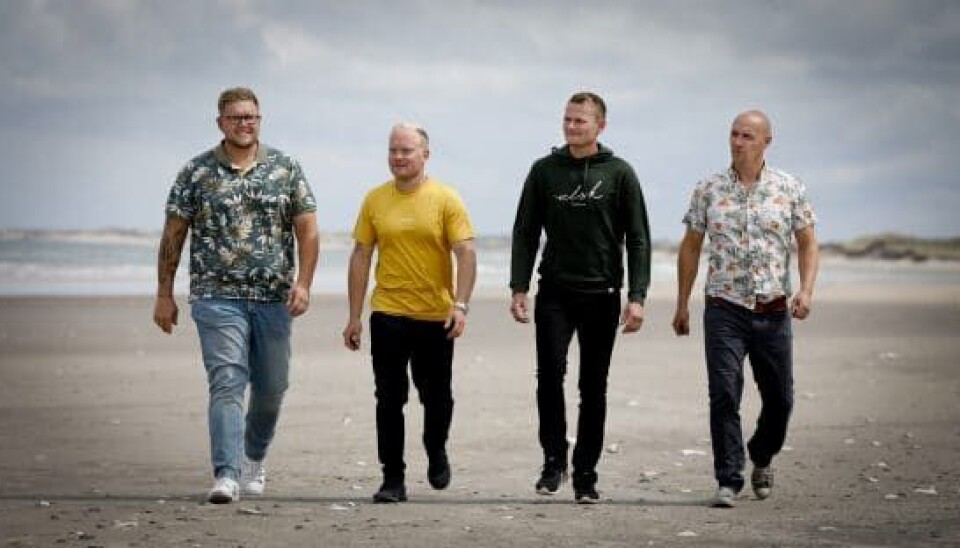 Mathias Hangaard, Christian Svaneborg, Jonas Larsen og Peder Damborg. 'Kærlighed hvor kragerne vender sæson 2. (Foto: Anders Brohus/TV 2)