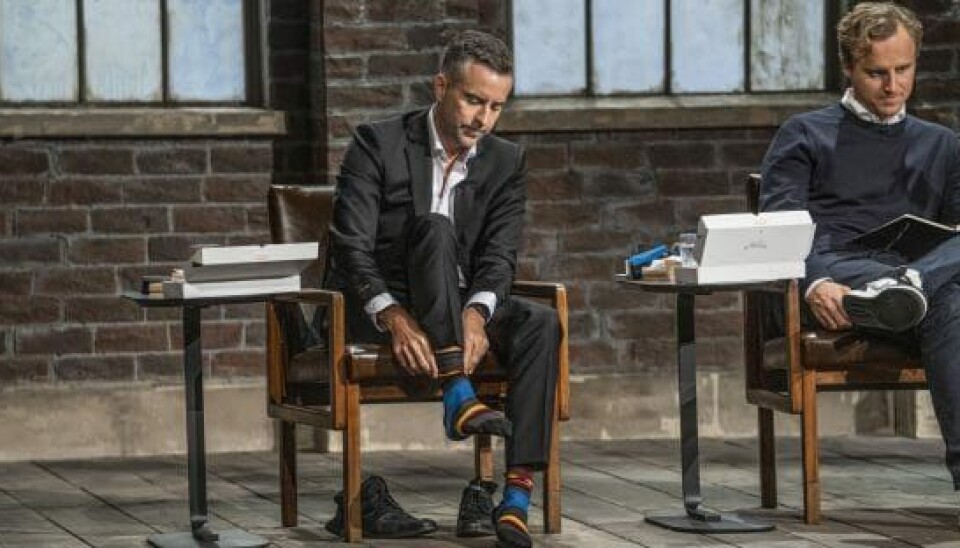 Jacob Risgaard var begejstret for sine Socki-Socki-sokker, men hverken han eller de andre løver endte med at investere i virksomheden, som de ikke mente var ambitiøs nok (Foto: Per Arnesen/DR)