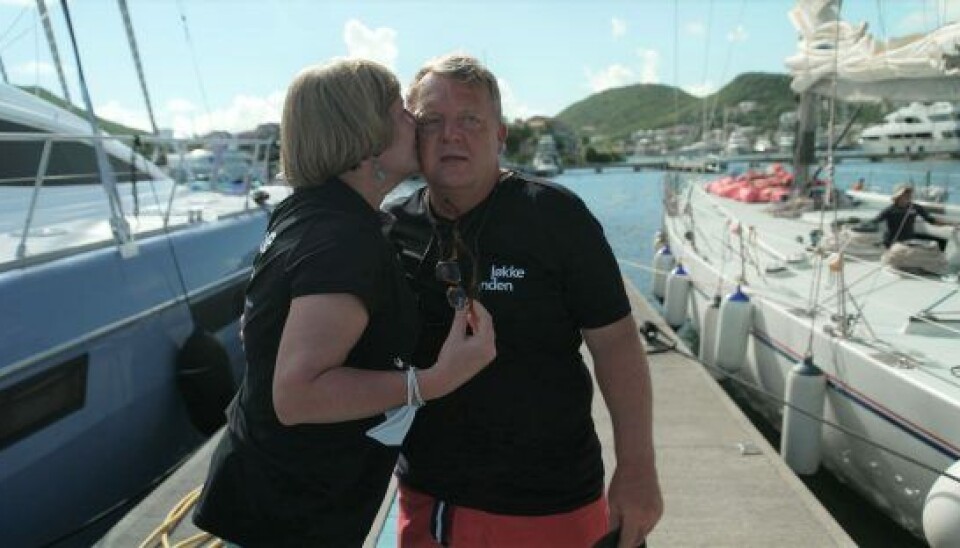 Lars Løkke Rasmussens kone Solrun var også rejst til Saint Martin for at tage imod sin mand. (Foto: Discovery Networks Danmark)