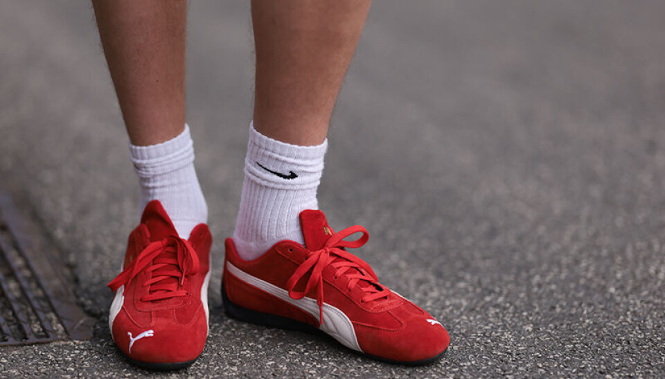 Den røde version af Pumas SpeedCat-sneakers blev spottet under den københavnske modeuge i sommer.