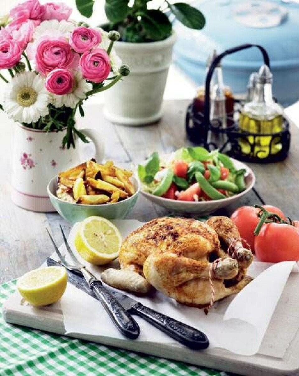 Grillkylling med pommes frites