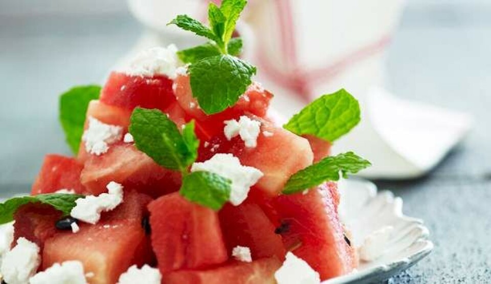 Opskrift på vandmelonsalat med gedefeta og mynte
