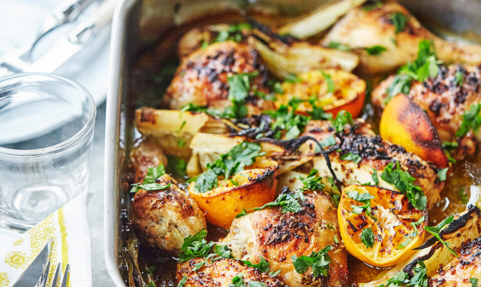 Stegt kylling med klementiner og Pernod