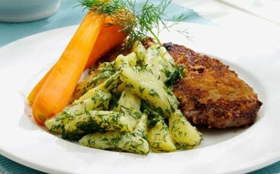 Wienerschnitzel med dildkartofler