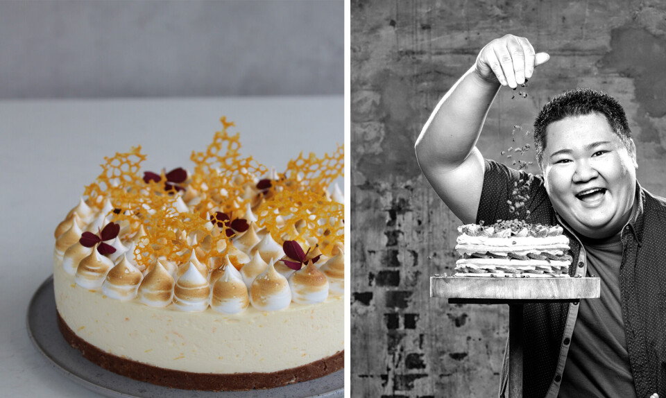 Micki Chengs juleappelsincheesecake med kanelbund, marengs og koraller