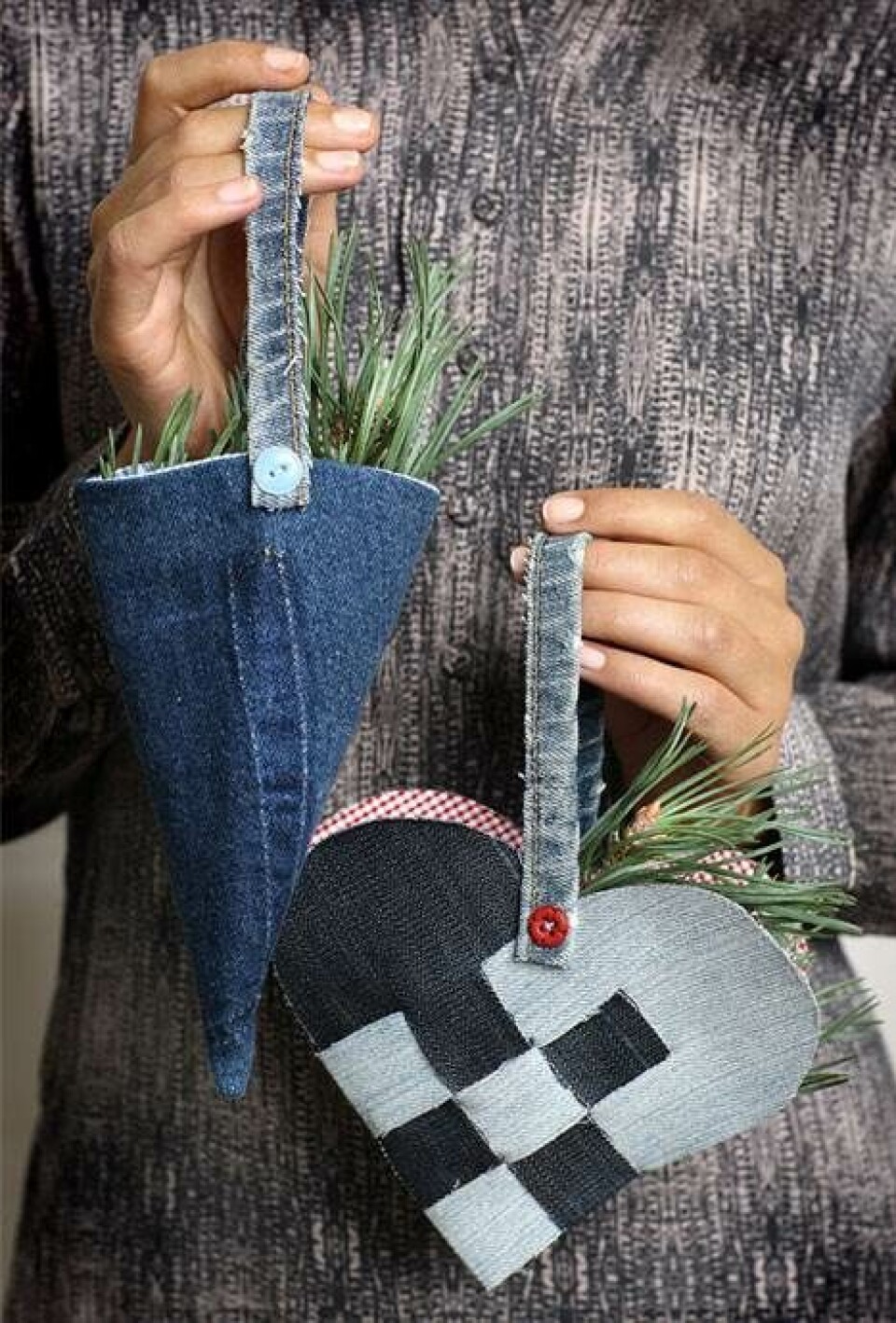 Julehobby: Kræmmerhus og flettet hjerte i denim fra Hendes Verden