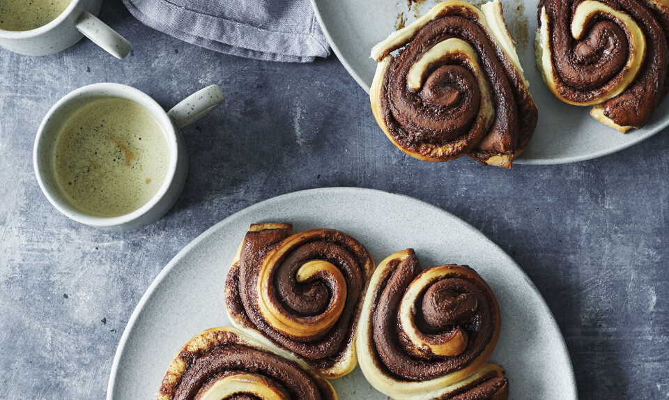 Tofarvede nutella-snegle