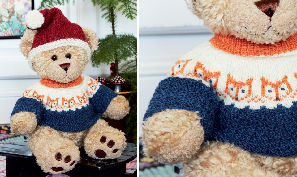 Strik selv: Nissehue og sweater med ræve til Build-a-Bear fra Hendes Verden