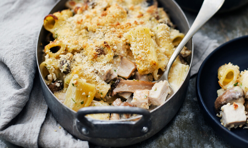 Mac'n'cheese med skinke og svampe