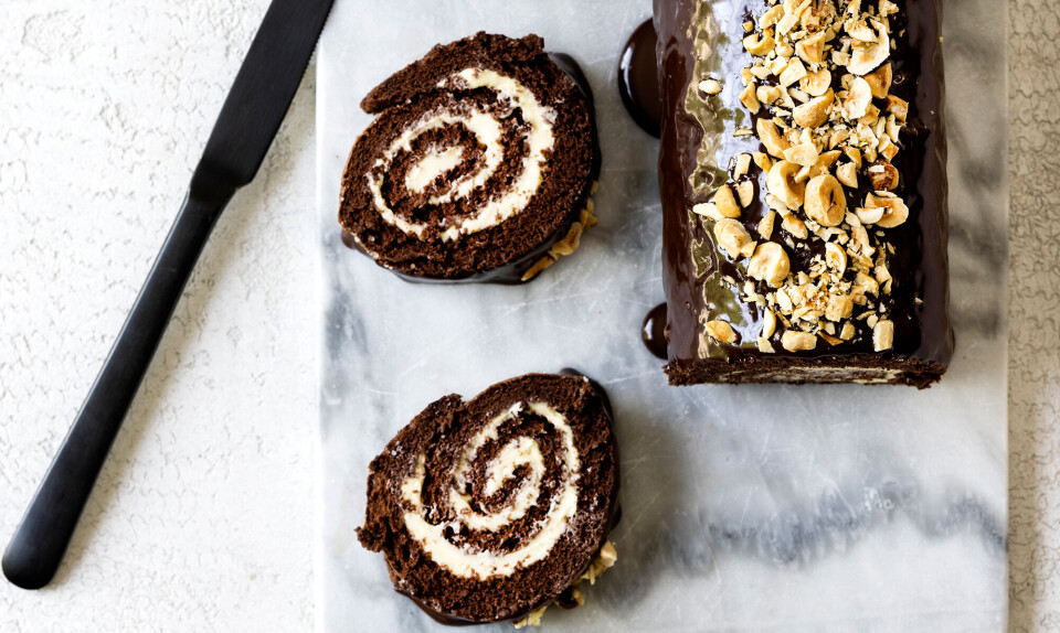 Chokoladeroulade med smørcreme og ganache